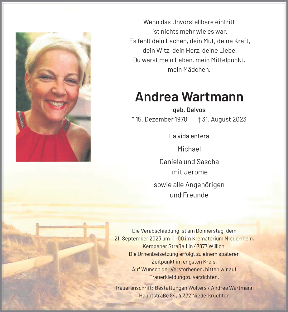  Traueranzeige für Andrea Wartmann vom 10.09.2023 aus trauer.extra-tipp-moenchengladbach.de