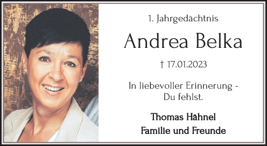 Traueranzeige von Andrea Belka von trauer.extra-tipp-moenchengladbach.de