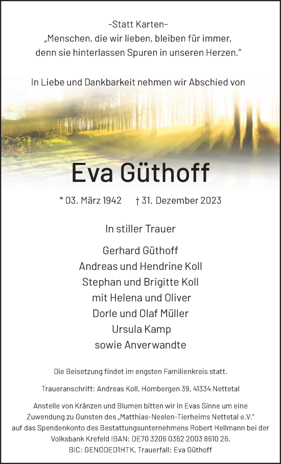 Traueranzeige von Eva Güthoff von trauer.extra-tipp-moenchengladbach.de