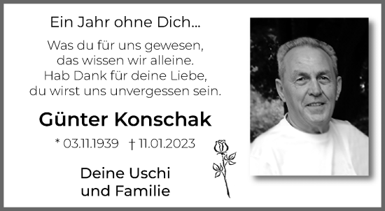 Traueranzeige von Günter Konschak von trauer.extra-tipp-moenchengladbach.de