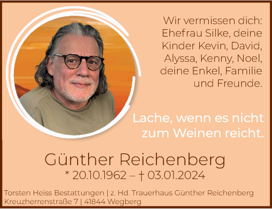 Traueranzeige von Günther Reichenberg von trauer.extra-tipp-moenchengladbach.de