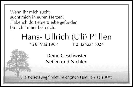 Traueranzeige von Hans-Ullrich Pöllen von trauer.extra-tipp-moenchengladbach.de