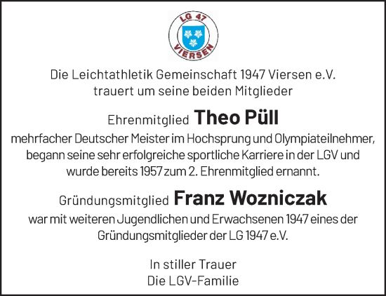 Traueranzeige von Im Gedenken Leichtathletik Gemeinschaft 1947 Viersen e.V. von trauer.extra-tipp-moenchengladbach.de