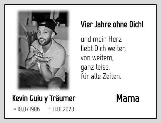 Traueranzeige von Kevin Guiu y Träumer von trauer.extra-tipp-moenchengladbach.de