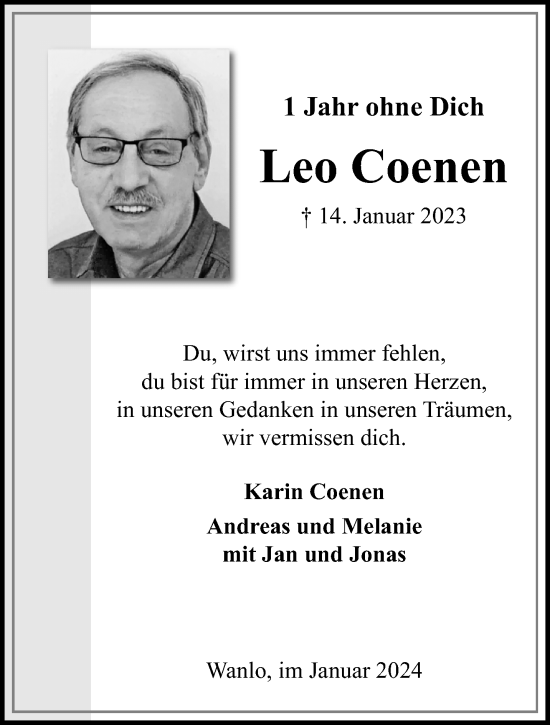 Traueranzeige von Leo Coenen von trauer.extra-tipp-moenchengladbach.de