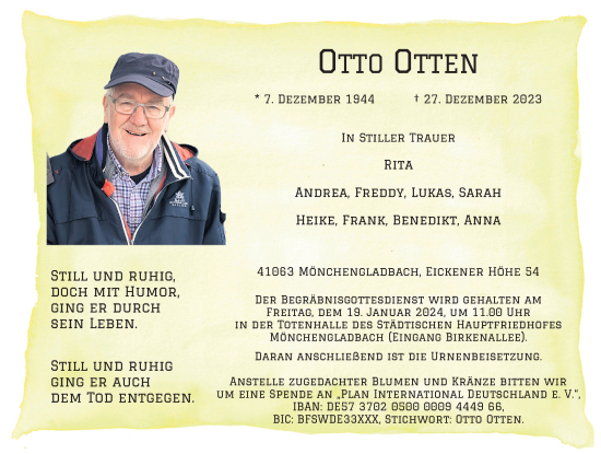 Traueranzeige von Otto Otten von trauer.extra-tipp-moenchengladbach.de