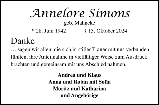 Traueranzeige von Annelore Simons von trauer.extra-tipp-moenchengladbach.de