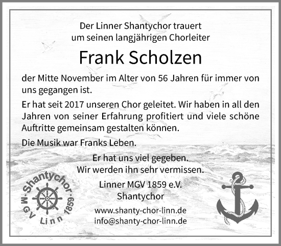 Traueranzeige von Frank Scholzen von trauer.extra-tipp-moenchengladbach.de