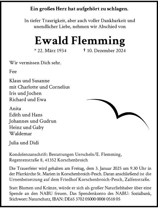 Traueranzeige von Ewald Flemming von trauer.extra-tipp-moenchengladbach.de