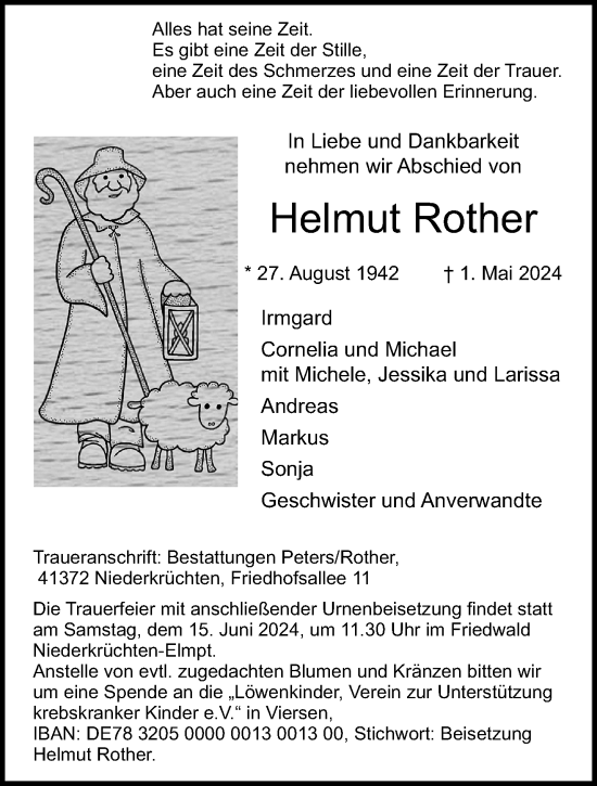 Traueranzeige von Helmut Rother von trauer.extra-tipp-moenchengladbach.de