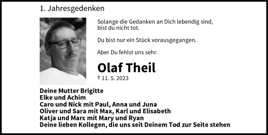 Traueranzeige von Olaf Theil von trauer.wuppertaler-rundschau.de