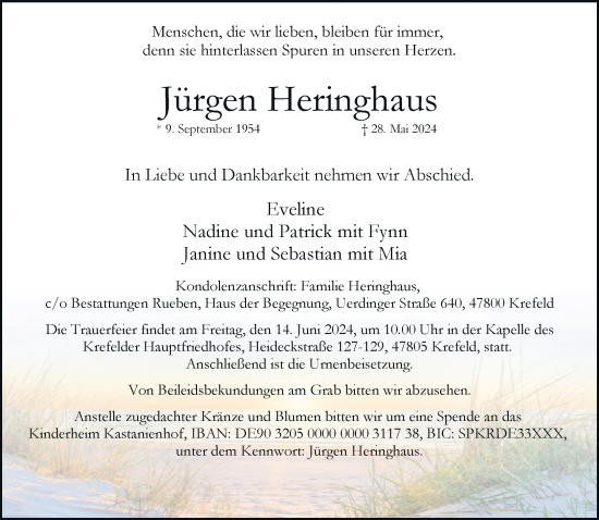 Traueranzeige von Jürgen Heringhaus von trauer.extra-tipp-moenchengladbach.de