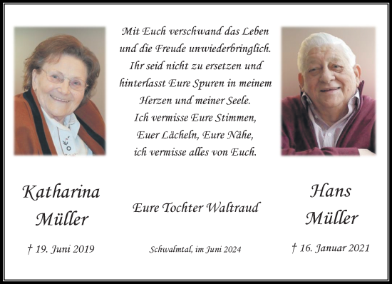 Traueranzeige von Katharina und Hans Müller von trauer.extra-tipp-moenchengladbach.de