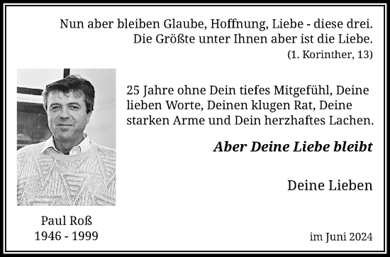 Traueranzeige von Paul Roß von trauer.extra-tipp-moenchengladbach.de