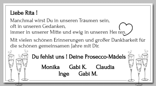 Traueranzeige von Rita  von trauer.extra-tipp-moenchengladbach.de