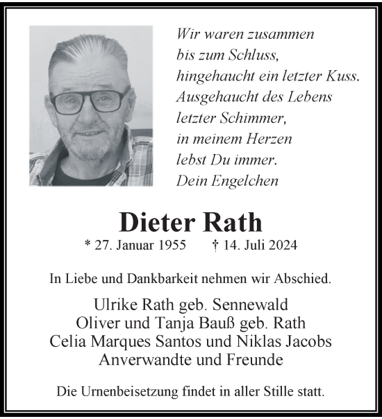 Traueranzeige von Dieter Rath von trauer.extra-tipp-moenchengladbach.de