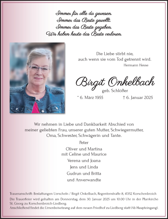Traueranzeige von Birgit Onkelbach von trauer.extra-tipp-moenchengladbach.de