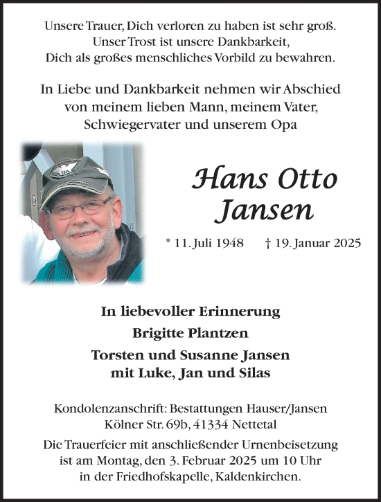 Traueranzeige von Hans Otto Jansen von trauer.extra-tipp-moenchengladbach.de