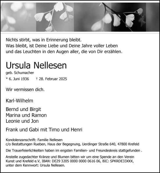 Traueranzeige von Ursula Nellesen von trauer.extra-tipp-moenchengladbach.de