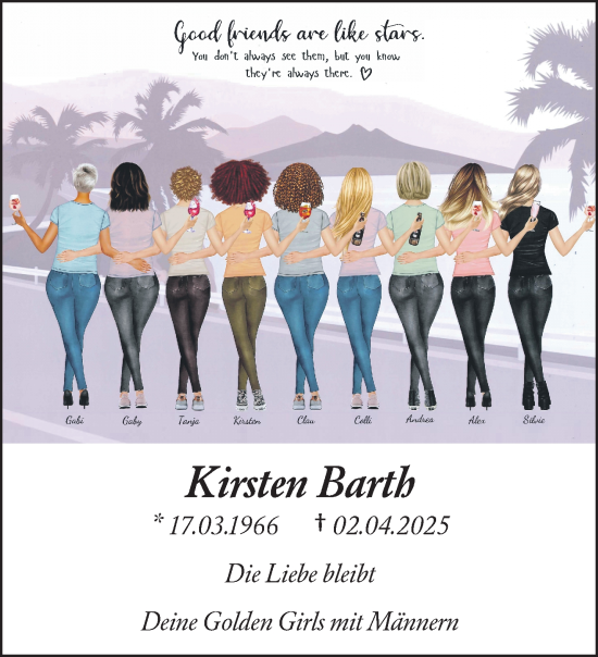 Traueranzeige von Kirsten Barth von trauer.wuppertaler-rundschau.de