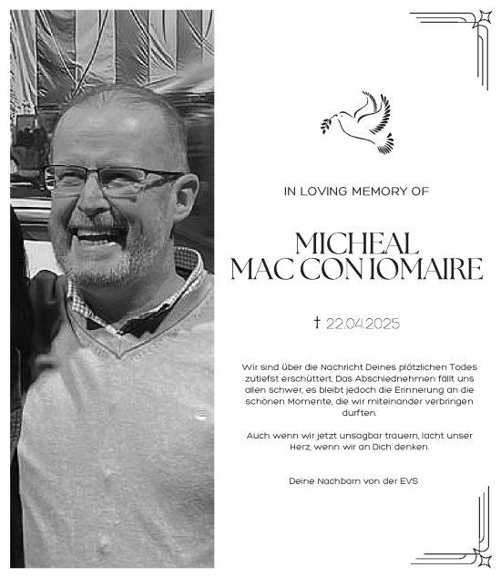 Traueranzeige von Michael Mac Con Iomaire von trauer.extra-tipp-moenchengladbach.de