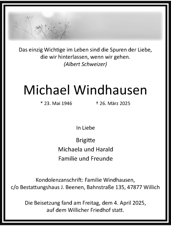 Traueranzeige von Michael Windhausen von trauer.extra-tipp-moenchengladbach.de