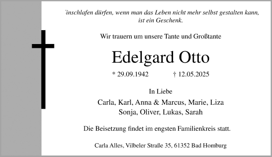 Traueranzeige von Edelgard Otto von trauer.extra-tipp-moenchengladbach.de
