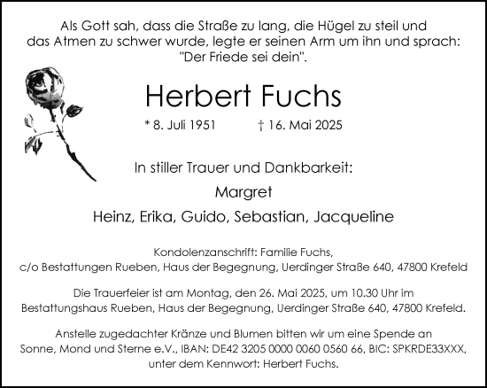 Traueranzeige von Herbert Fuchs von trauer.extra-tipp-moenchengladbach.de