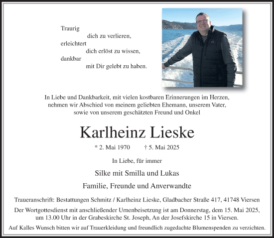 Traueranzeige von Karlheinz Lieske von trauer.extra-tipp-moenchengladbach.de