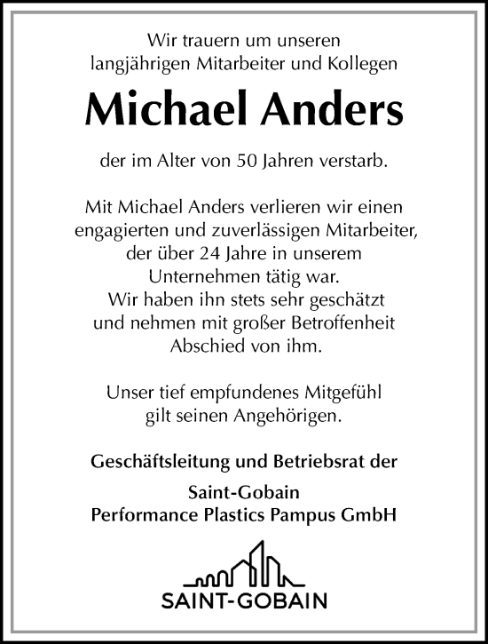 Traueranzeige von Michael Anders von trauer.extra-tipp-moenchengladbach.de