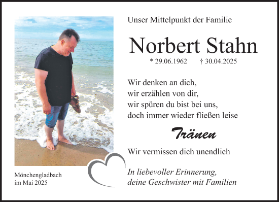 Traueranzeige von Norbert Stahn von trauer.extra-tipp-moenchengladbach.de