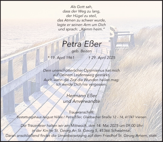 Traueranzeige von Petra Eßer von trauer.extra-tipp-moenchengladbach.de
