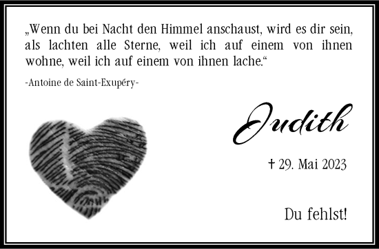 Traueranzeige von Judith Grühn von trauer.extra-tipp-moenchengladbach.de