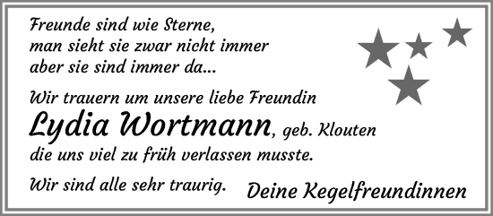 Traueranzeige von Lydia Wortmann von trauer.extra-tipp-moenchengladbach.de