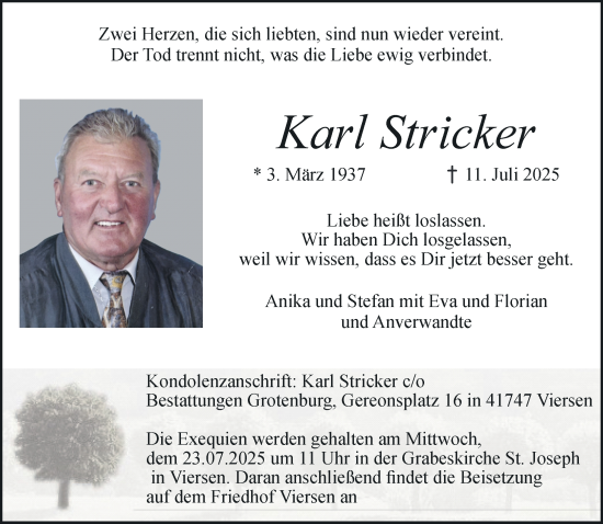 Traueranzeige von Karl Stricker von trauer.extra-tipp-moenchengladbach.de
